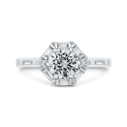 Diamond Halo Engagement Ring in 14K White Gold (Semi-Mount)