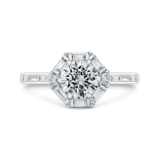 Diamond Halo Engagement Ring in 14K White Gold (Semi-Mount)