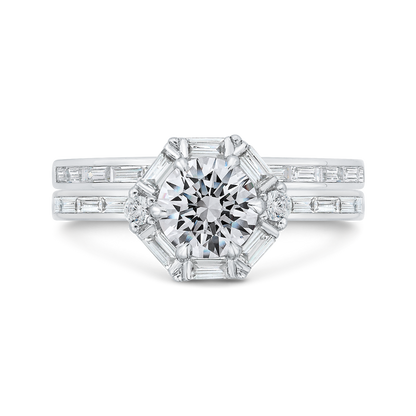 Diamond Halo Engagement Ring in 14K White Gold (Semi-Mount)