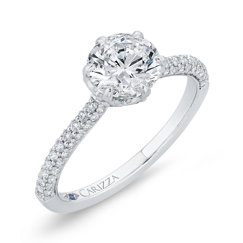 Diamond Solitaire Plus Engagement Ring in 14K White Gold (Semi-Mount)