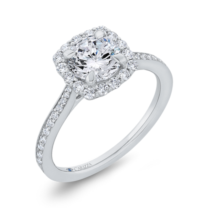 Diamond Halo Engagement Ring in 14K White Gold (Semi-Mount)