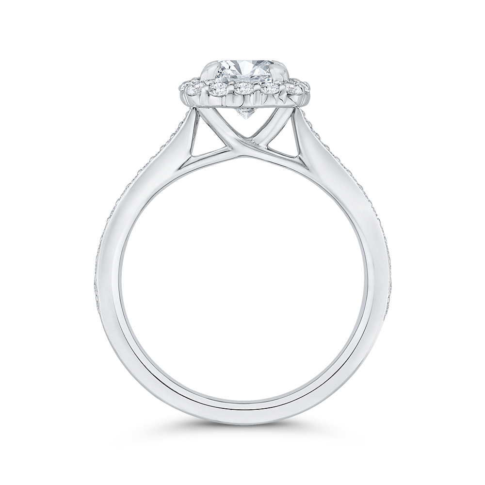 Diamond Halo Engagement Ring in 14K White Gold (Semi-Mount)