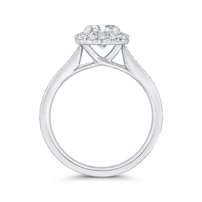 Diamond Halo Engagement Ring in 14K White Gold (Semi-Mount)