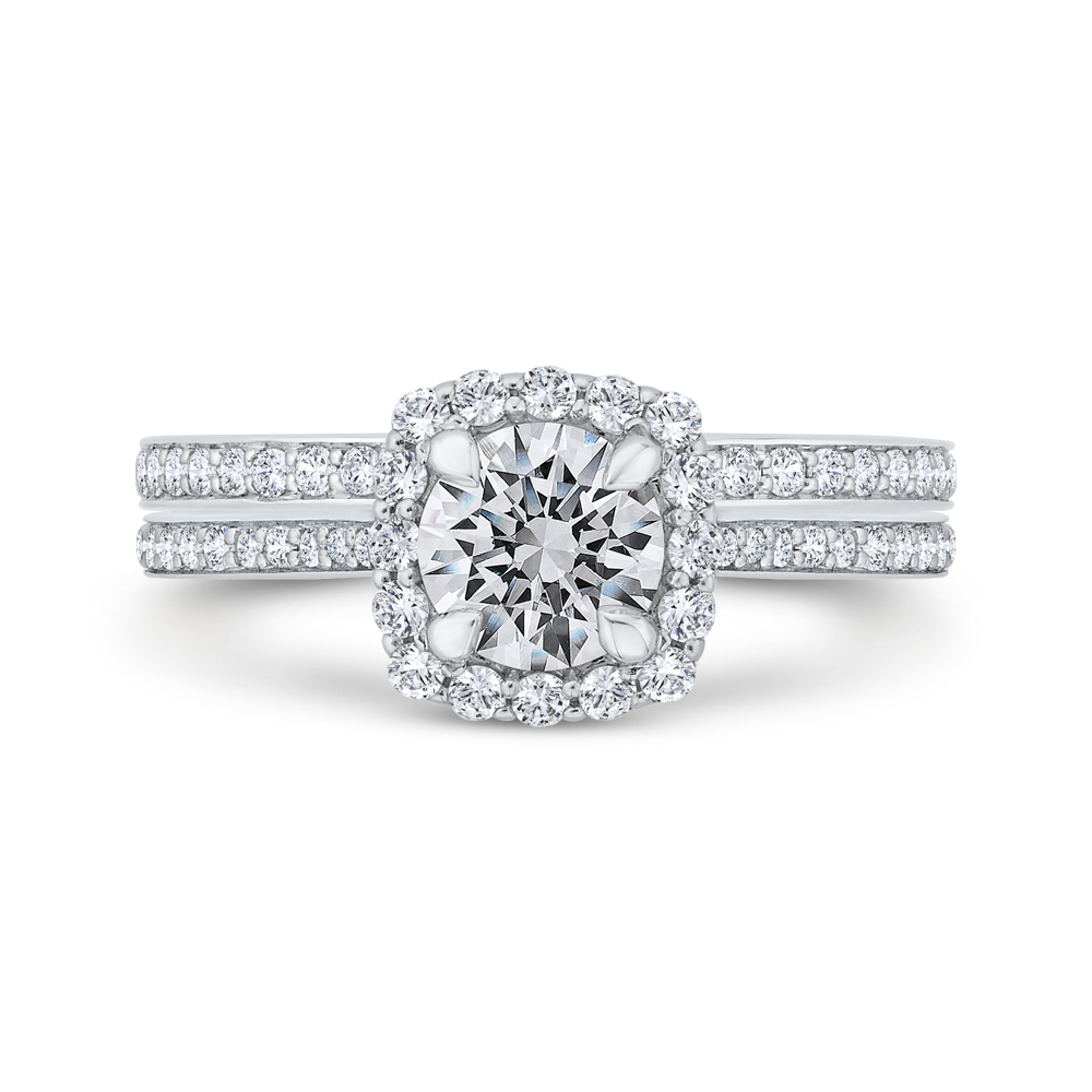 Diamond Halo Engagement Ring in 14K White Gold (Semi-Mount)