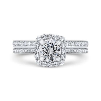 Diamond Halo Engagement Ring in 14K White Gold (Semi-Mount)