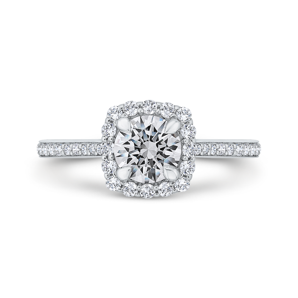 Diamond Halo Engagement Ring in 14K White Gold (Semi-Mount)