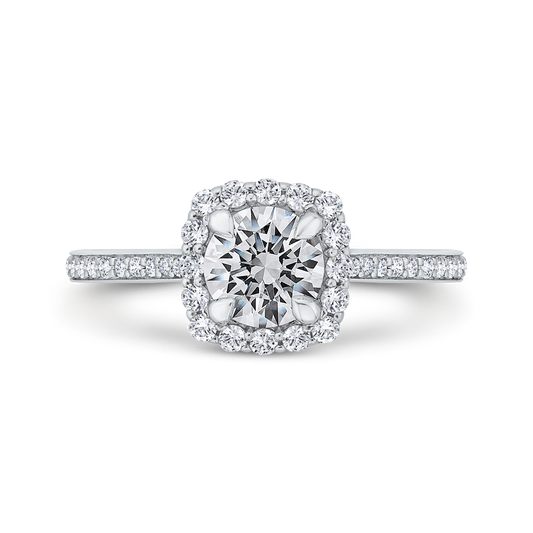 Diamond Halo Engagement Ring in 14K White Gold (Semi-Mount)