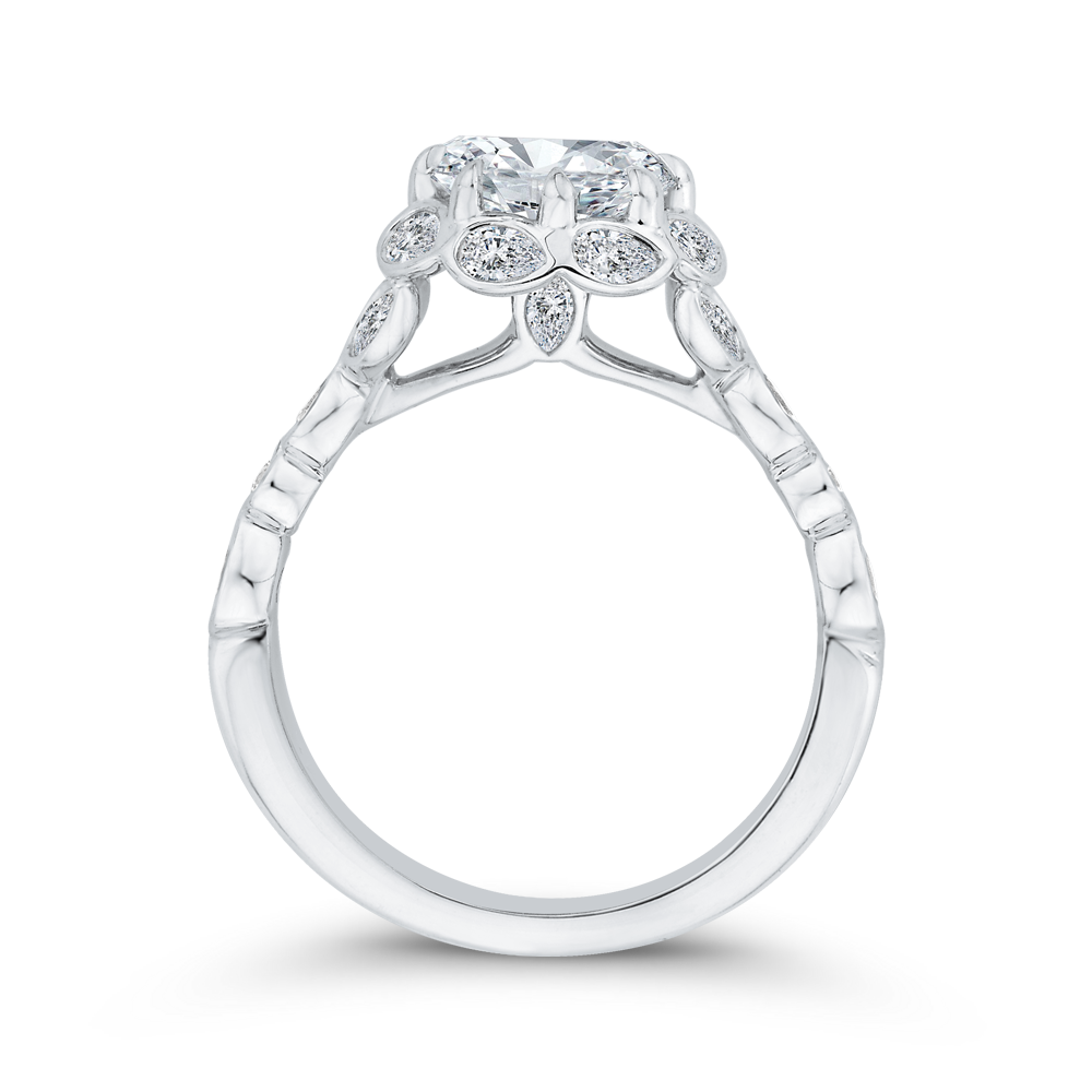 Diamond Halo Engagement Ring in 14K White Gold (Semi-Mount)