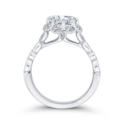 Diamond Halo Engagement Ring in 14K White Gold (Semi-Mount)