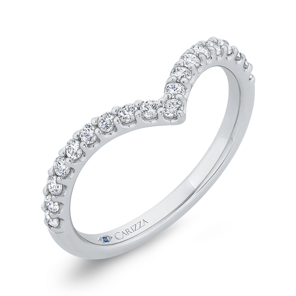 Diamond Counter Wedding Band in 14K White Gold