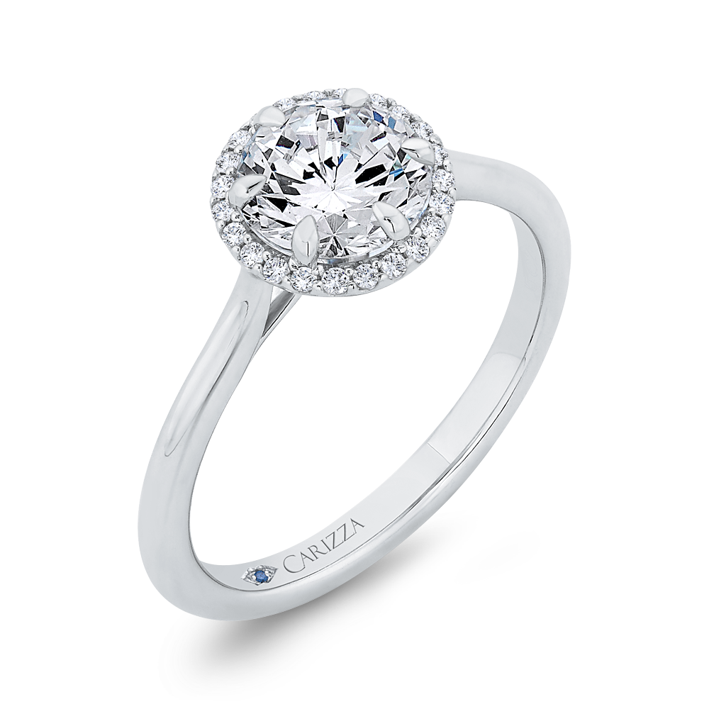 Diamond Halo Engagement Ring in 14K White Gold (Semi-Mount)