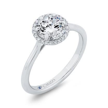 Diamond Halo Engagement Ring in 14K White Gold (Semi-Mount)