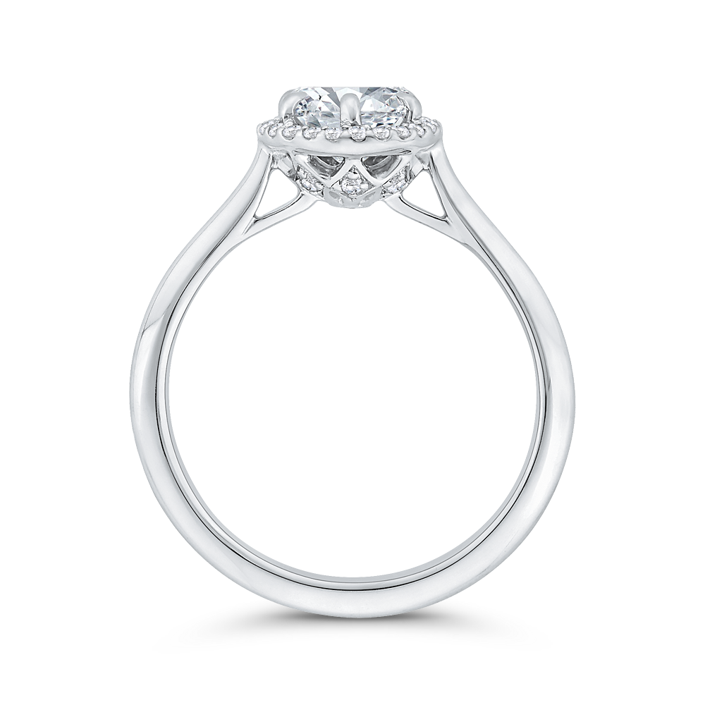 Diamond Halo Engagement Ring in 14K White Gold (Semi-Mount)