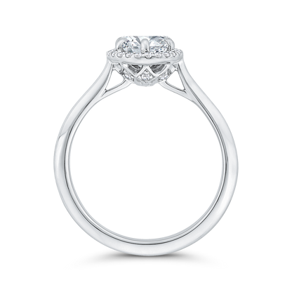 Diamond Halo Engagement Ring in 14K White Gold (Semi-Mount)