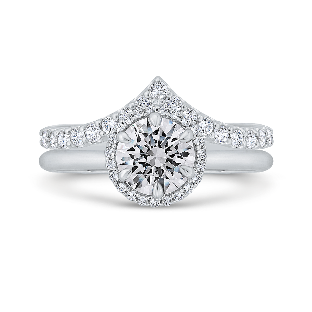 Diamond Halo Engagement Ring in 14K White Gold (Semi-Mount)