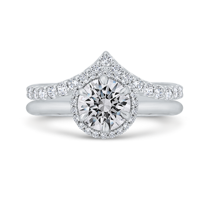 Diamond Halo Engagement Ring in 14K White Gold (Semi-Mount)