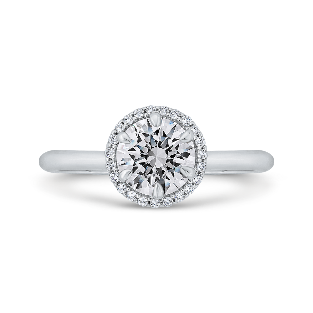 Diamond Halo Engagement Ring in 14K White Gold (Semi-Mount)