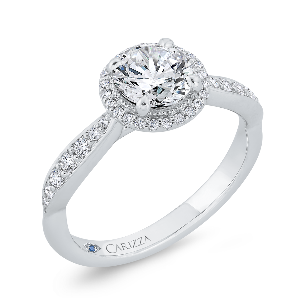 Diamond Halo Engagement Ring in 14K White Gold (Semi-Mount)