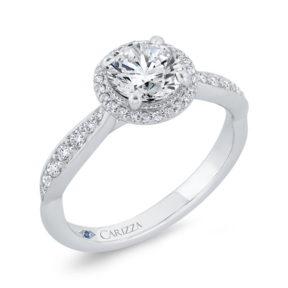 Diamond Halo Engagement Ring in 14K White Gold (Semi-Mount)