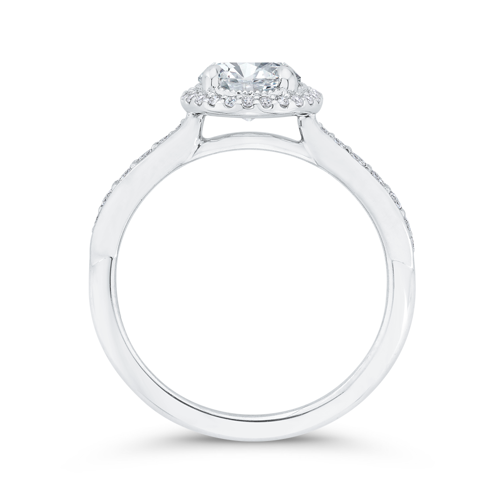 Diamond Halo Engagement Ring in 14K White Gold (Semi-Mount)