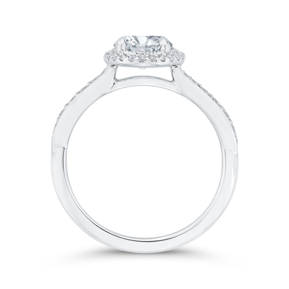 Diamond Halo Engagement Ring in 14K White Gold (Semi-Mount)