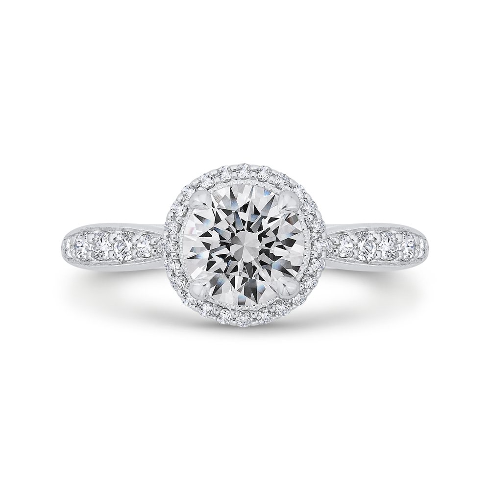 Diamond Halo Engagement Ring in 14K White Gold (Semi-Mount)