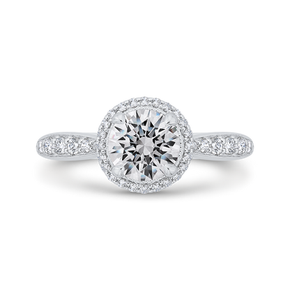 Diamond Halo Engagement Ring in 14K White Gold (Semi-Mount)