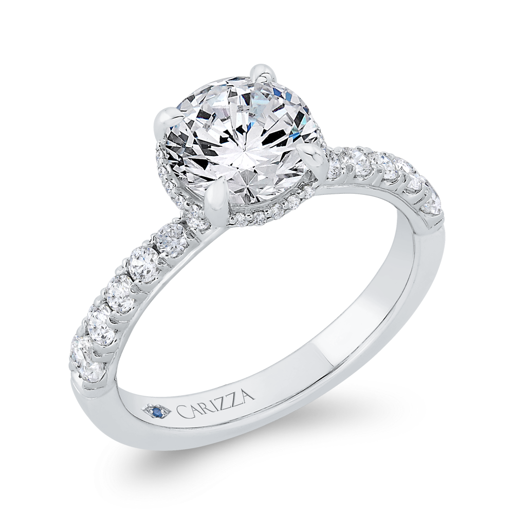 Diamond Halo Engagement Ring in 14K White Gold (Semi-Mount)