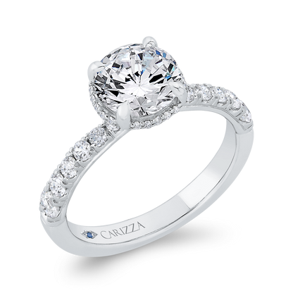 Diamond Halo Engagement Ring in 14K White Gold (Semi-Mount)