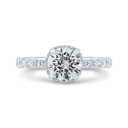 Diamond Halo Engagement Ring in 14K White Gold (Semi-Mount)