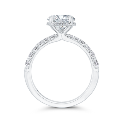 Diamond Halo Engagement Ring in 14K White Gold (Semi-Mount)