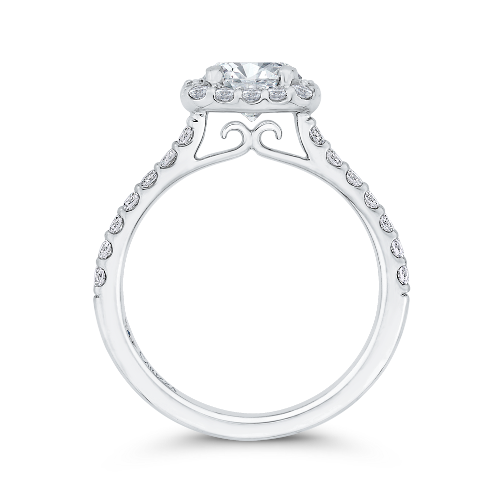 Diamond Halo Engagement Ring in 14K White Gold (Semi-Mount)