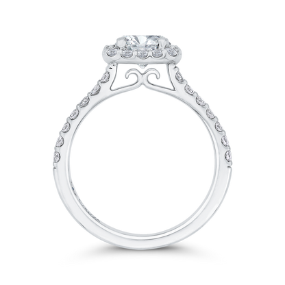 Diamond Halo Engagement Ring in 14K White Gold (Semi-Mount)