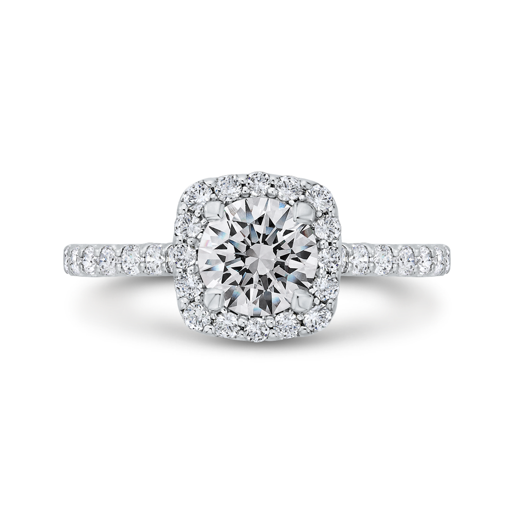 Diamond Halo Engagement Ring in 14K White Gold (Semi-Mount)