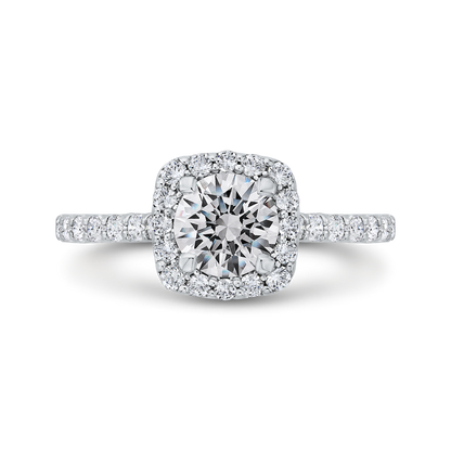 Diamond Halo Engagement Ring in 14K White Gold (Semi-Mount)