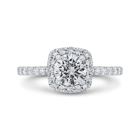 Diamond Halo Engagement Ring in 14K White Gold (Semi-Mount)