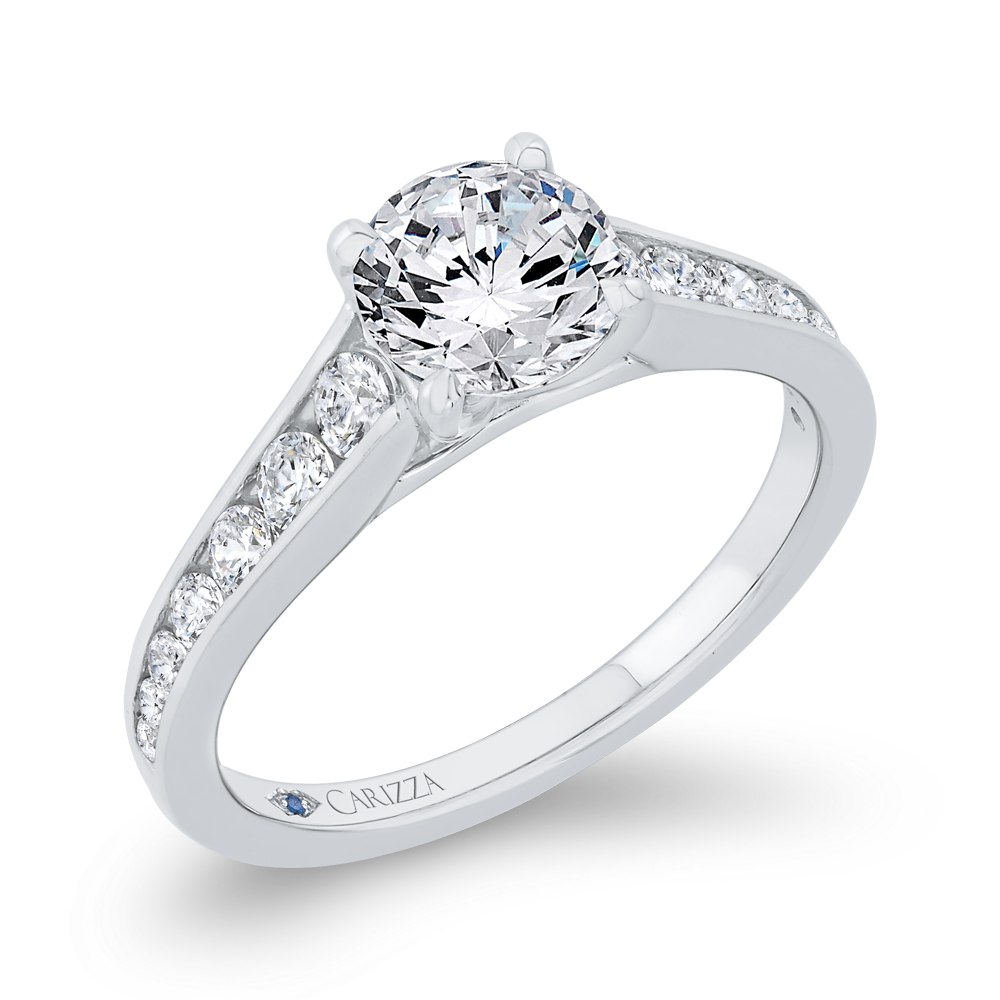 Channel Set Diamond Engagement Ring in 14K White Gold (Semi-Mount)