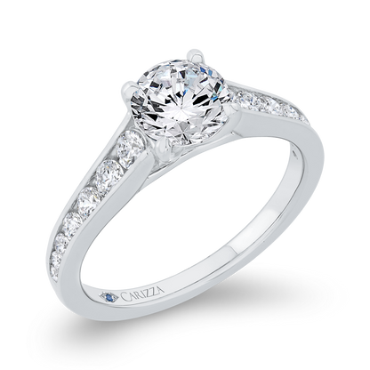 Channel Set Diamond Engagement Ring in 14K White Gold (Semi-Mount)