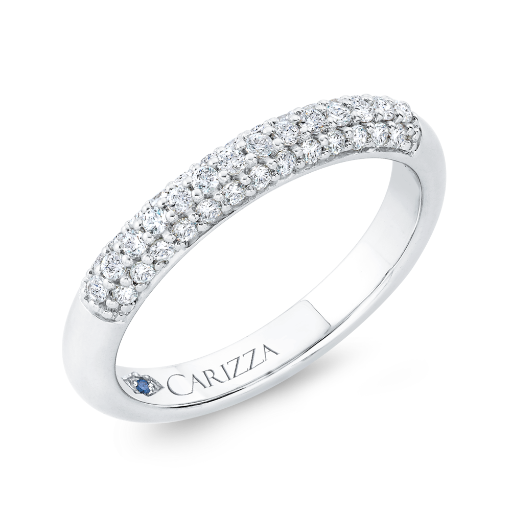 Three Row Diamond Wedding Band in 14K White Gold