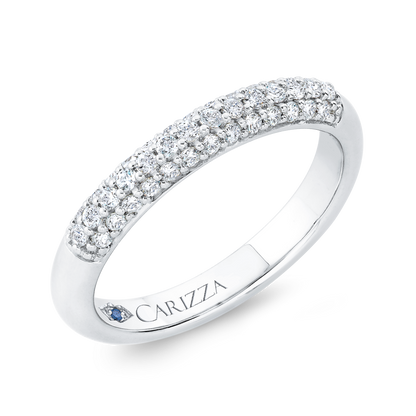 Three Row Diamond Wedding Band in 14K White Gold