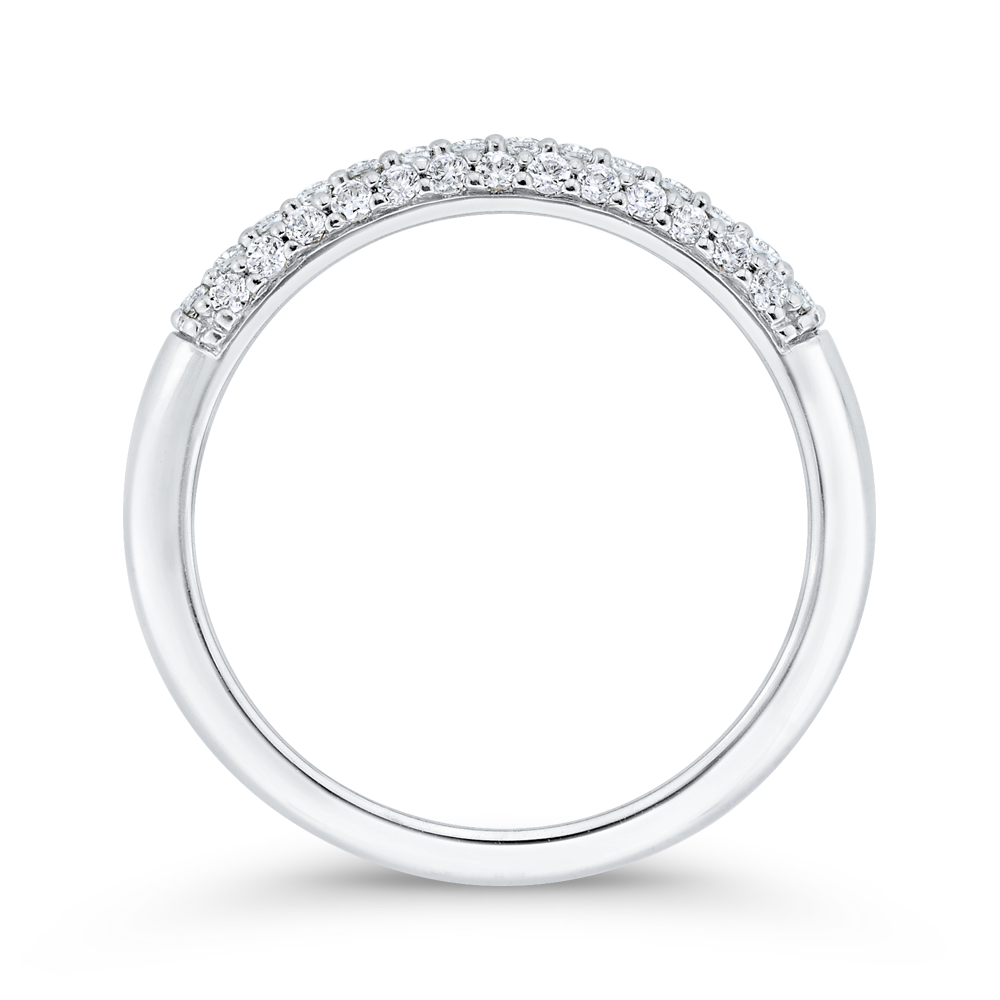 Three Row Diamond Wedding Band in 14K White Gold