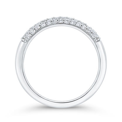 Three Row Diamond Wedding Band in 14K White Gold