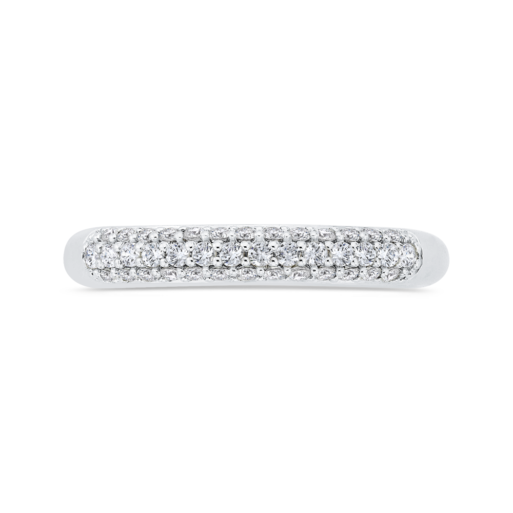 Three Row Diamond Wedding Band in 14K White Gold