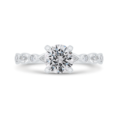 Bezel Set Round Diamond Engagement Ring in 14K White Gold (Semi-Mount)