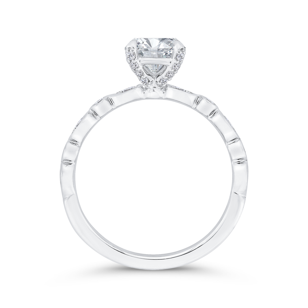 Bezel Set Round Diamond Engagement Ring in 14K White Gold (Semi-Mount)