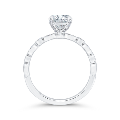 Bezel Set Round Diamond Engagement Ring in 14K White Gold (Semi-Mount)