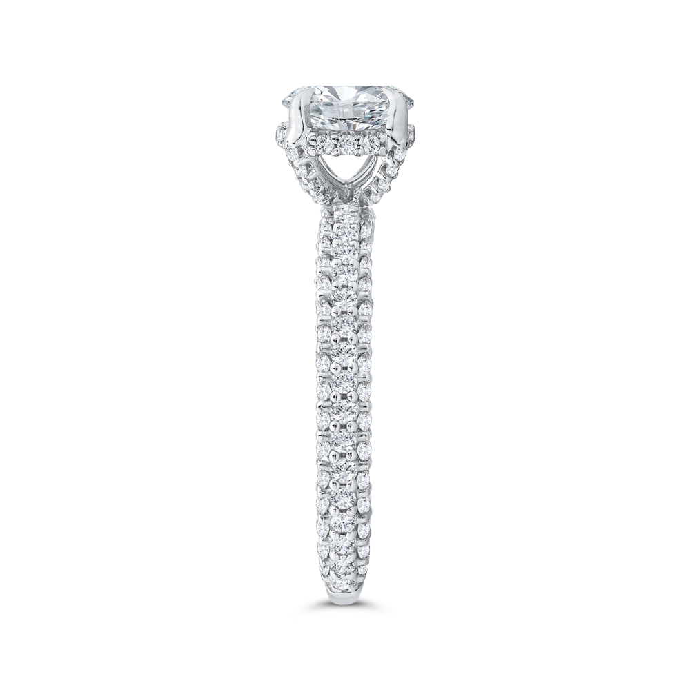 14K White Gold Round Cut Diamond 3/4 Run Engagement Ring (Semi-Mount)