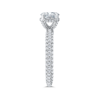 14K White Gold Round Cut Diamond 3/4 Run Engagement Ring (Semi-Mount)