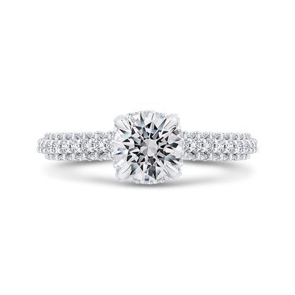 14K White Gold Round Cut Diamond 3/4 Run Engagement Ring (Semi-Mount)