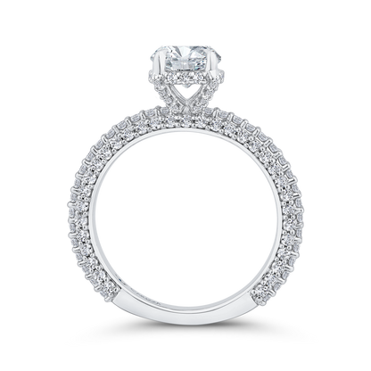 14K White Gold Round Cut Diamond 3/4 Run Engagement Ring (Semi-Mount)